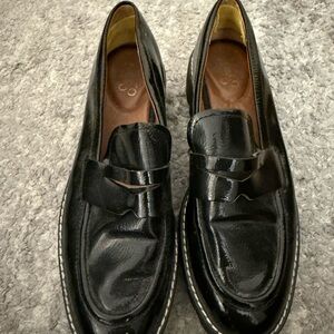 Franco Sarto Black Patent Penny Loafers